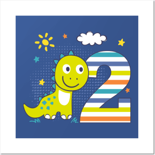 2nd Birthday Dinosaur Birthday Boy Posters and Art